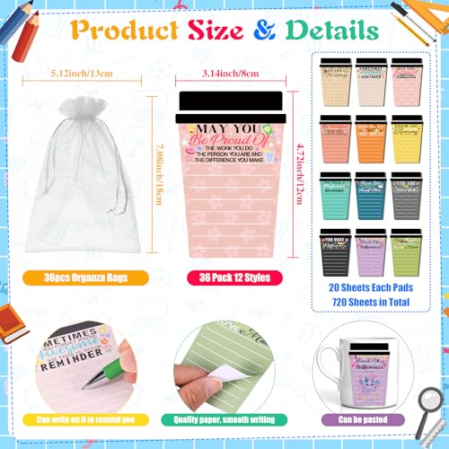 36 Sets Employee Appreciation Gifts Bulk Coffee Cup Sticky Notes with Inspirational Pens, Funny Notepads Motivational Ballpoint Pen Christmas Gifts for Coworker Teacher Nurse Office Supplies