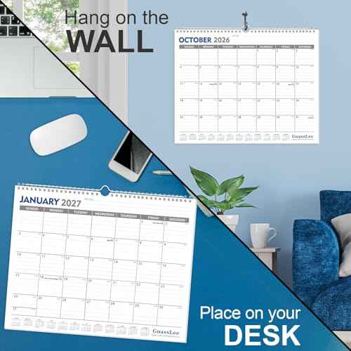 GuassLee 2026-2027 Wall Calendar - 18 Months Hanging Calendar from Jan. 2026 to Jun. 2027, 14" x 11.5", with Notes for Easy Planning School Home Office