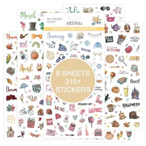 Planner Stickers, Calendar Sticker - Over 310 Daily Holiday Seasonal Planner Stickers, Ideal for Planner and Calendars, Scrapbooks, Bullet Journals