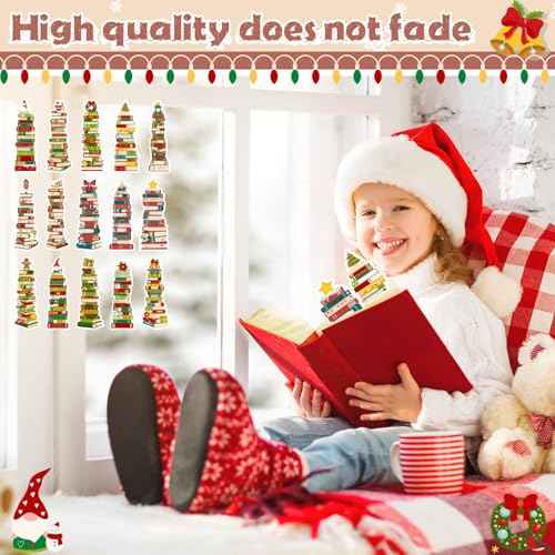 150 Pcs Book Tracker Bookmarks Bulk 6.3 x 1.97 Inch Bookshelf Design Bookmarks Paper Tracking Bookmark Double Sided Reading Page Markers for Reading Lovers Students School(Christmas)
