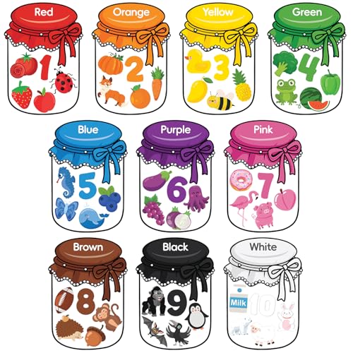 Kids Magnetic Color Sorting Magnets - Animals & Numbers, 10 Pack