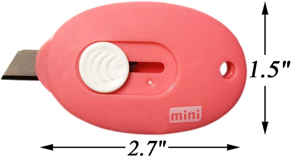 Skiennix Mini Utility Knives - Retractable Box Cutter Set | 3-Piece in Blue, Pink, White