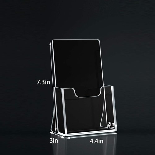 HIIMIEI Acrylic Brochure Holders - 4 Inch Wide Display Stand for Pamphlets & Cards | 2 Pack
