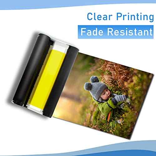 Absonic 4 Pack Compatible Ink Cartridges Replace for Canon Selphy KP-108IN KP108 Color Ink Cassette 4x6 Inch for Selphy CP1500 CP1300 CP1200 CP800 CP900 Wireless Compact Photo Printer (Without Paper)