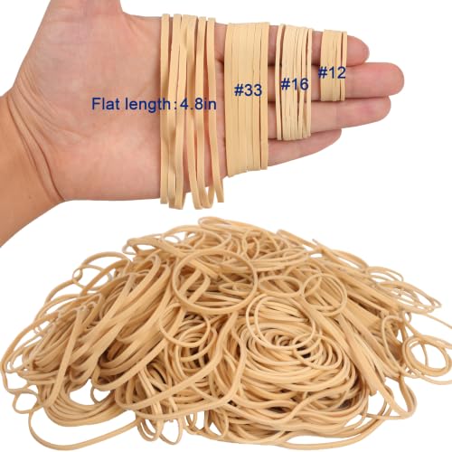 HAIDIBAO Rubber Bands Assorted Sizes 12/16/33, 4.8in Beige