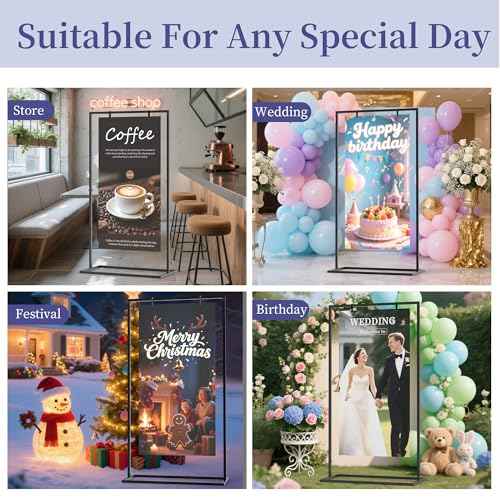 Wedding Sign Stand, Metal Welcome to Our Wedding Sign Stand,Adjustable Wedding Sign Holder with Leather ,Hanging Straps for Hanging,Heavy Duty Easel Stand for Sign Poster Seating Chart