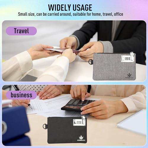 2 Pack Lockable 5x8 Inch Money Bags (2Pcs) Black & Grey – 1680D Nylon Cash Pouches