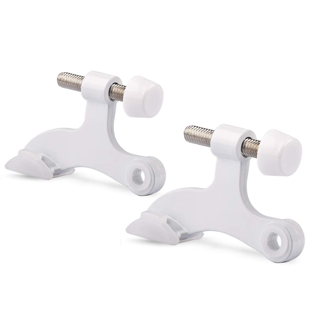 KOVOSCH 2 Pack Hinge Pin Door Stopper White - Adjustable Heavy Duty Hinge Pin Door Stop with White Rubber Bumper Tips