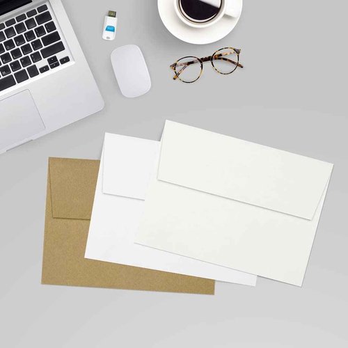 LUXPaper A7 Invitation Envelopes for 5 x 7 Cards in 80 lb. Natural White - 100% Cotton, Printable Envelopes for Invitations, w/Peel and Press Seal, 250 pack, Envelope Size 5 1/4 x 7 1/4 (White)