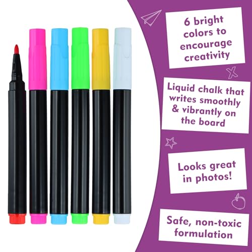 WaaHome First Day of School Chalkboard Sign with 6 Colorful Liquid Chalk Markers - Black