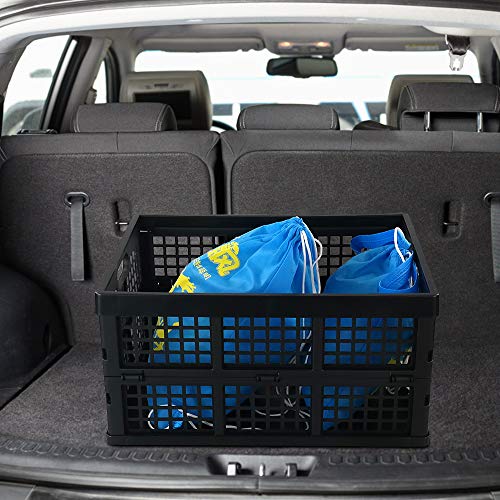 Morcte 34 L Plastic Rectangular Collapsible Crates, Folding Crates Storage, Pack for 3, Black