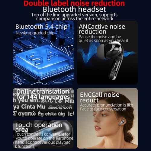 Translation Earbuds Real Time, 3 in 1 Language Translator Earbuds in Real Time 144 Languages & Accents, Translation Headphones Wireless Bluetooth, Ai Translating Earbuds (Purple, 1 Pack)