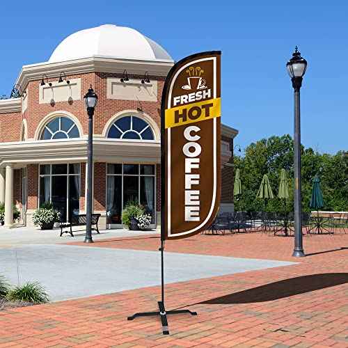 LookOurWay Feather Flag Restaurant Themed Complete Set with Poles and X-Stand Base, 5-Feet