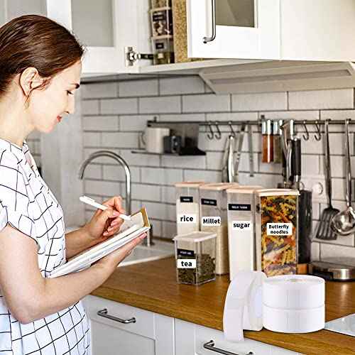 Label Maker Tape - 6 Rolls(1260 Pieces) Compatible for D11/D110/D101 Printer Paper Stickers Waterproof Standard Laminated Tear-Resistant Office Home Name File Folder Clothes (0.59x 1.18 Inch, White)