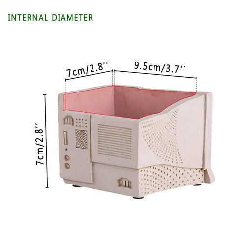 Funny live 4.7 Inches Retro Desk-top Shape Desktop Decoration Resin Crafts Ornaments Home Office Personality Multi-purpose Succulent Plant Pot | Pen Holder (Computer Black Screen)
