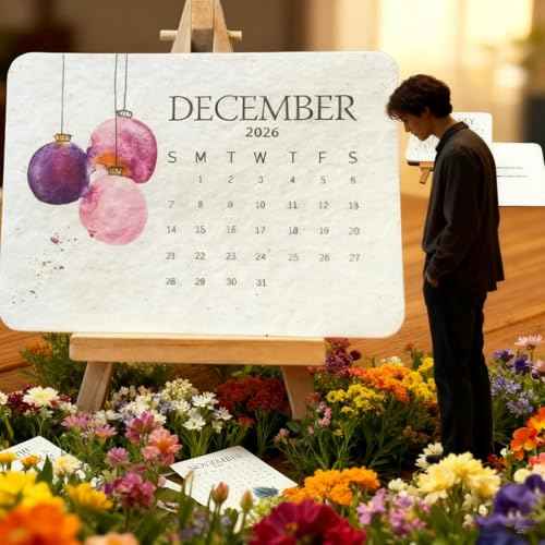 Eco-Friendly Plantable Love Seed Calendar 2026, Perfect Modern Greening Calendars Planner, Month Biodegradable Seed Paper Planner with Wildflower, Herb & Fruit Seeds for Garden & Decor