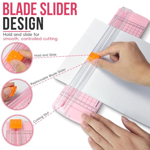 Pink Rayson Paper Cutter Trimmer, A4 12-Inch Craft Cutter for Photos & Documents