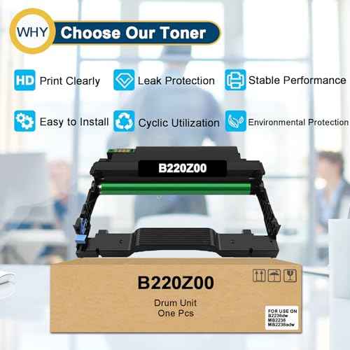 B220Z00 B2236 Imaging Drum Unit Compatible for Lexmark B2236 B220Z00 High Yield Imaging Unit Replacement for Lexmark B2236dw MB2236adwe MB2236adw Printer, 12500 Pages (1-Pack)