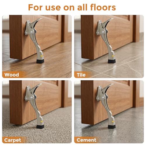 Gotega Satin Nickel 4-Inch Kickdown Door Stop, 2 Pack – Bottom of Door Stoppers