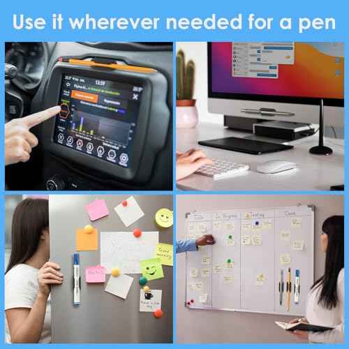 20 PCS Adhesive Pencil Holders, Silicone Marker Organizer for Desk, Notebook, Wall or Clipboard, Reusable Teacher Supplies for Classroom, Office, School Accessories (Black)