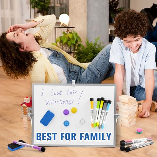 Grtard Magnetic Dry Erase Board with Stand, 18''x14'' Double-Sided White Board for Kids, Desktop Whiteboard with Stand, Large White Board, Desk Whiteboard Portable, Dry Erase Board for Kids, Memo