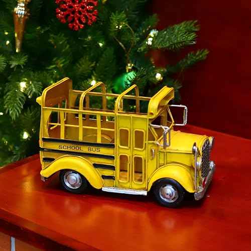 Retro Iron School Bus Model Pen Holder Pencil Pot Home Art Decor Desktop Decoration Ornaments for Office School Supplies