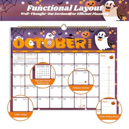 2025-2026 Wall Calendar, Calendar 2025-2026, 18 Month Calendar July 2025 - December 2026, 14.8" X 11.5", Calendar with Twin-Wire Binding, Hanging Hook and Julian Dates (Seasonal Designs)