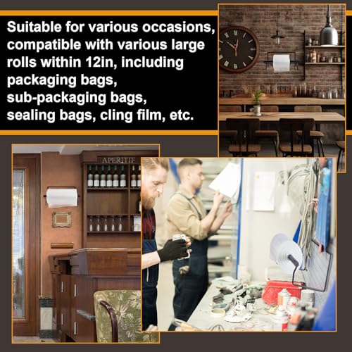 Heavy Duty Metal Poly Tubing Dispensers, 12" Width Black, with Mounting Hardware for Accommodate Rolls of Poly Tubing or Roll-top Poly Bags