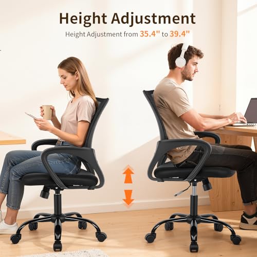 Ergonomic Mesh Office Chair - Adjustable, Supportive Desk Chair for Home & Work, Black