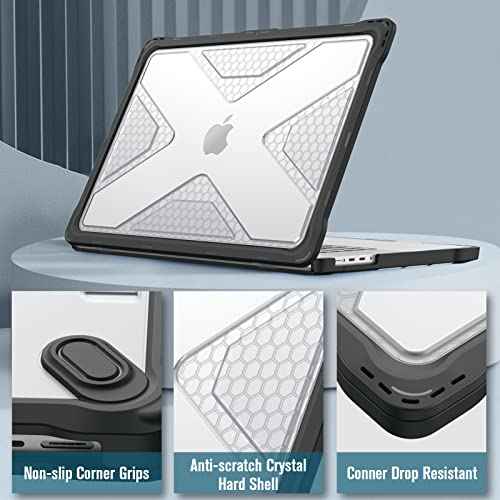 Fintie Case for MacBook Pro 16 Inch A3403 A3186 A2991 A2780 A2485 (2024 2023 2022 2021) - Heavy Duty Rugged Hard Shell Cover with TPU Bumper for MacBook Pro 16" M4/M3/M2/M1 Pro/Max Chip, Clear