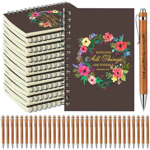 50 Sets Christian Gifts Bulk Prayer Journal with Bible Verse Pen and Inspirational Notepad Church Favor in Bulk for Staff, Teacher, Pastor, Thanksgiving Christmas Family Gifts (3.9 x 5.5 in)