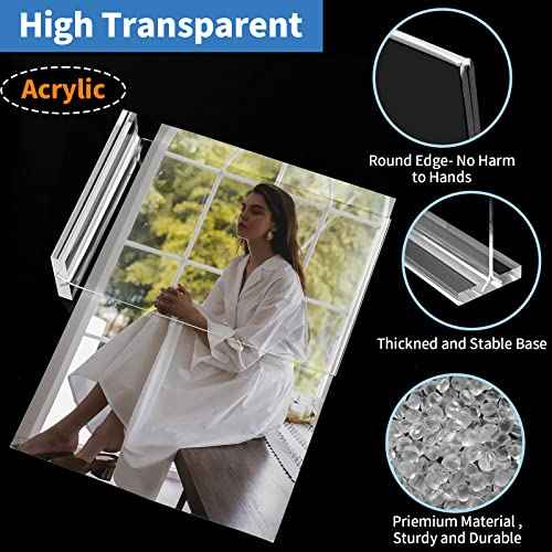 Acrylic Sign Holder 4x6 Inch, 3 Pack Sign Holders Vertical , Double Sided Display Clear TableTop Sign Holder, Acrylic Paper Holder for Wedding Reception, Party Decoration, Numbers Picture Frames