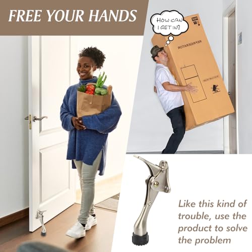 Kickdown Door Stopper 4 Inches Satin Nickel 1 Pack | Aluminum Alloy, Rubber Tip