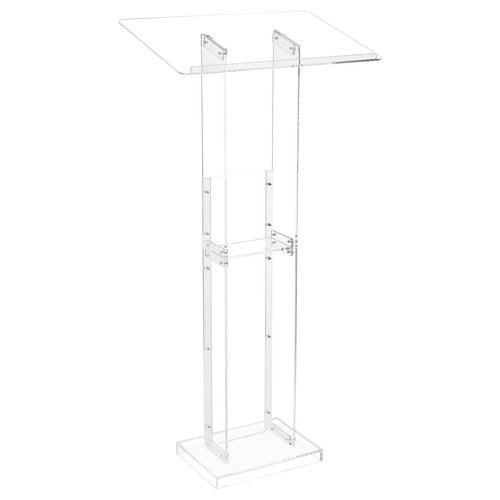 VEVOR Podium Stand, 50-Inch Acrylic Lectern, Portable Laptop Desk with Wide Reading Surface and Storage Shelf, Book Stopper, Floor-Standing, for Classroom, Wedding, Conference, Lecture and Concert