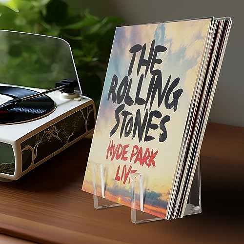 Vinyl Record Storage - Clear Acrylic Record Holder and Book Organizer. Stylishly showcase your vinyl collection and keep books and folders neatly organized (small)