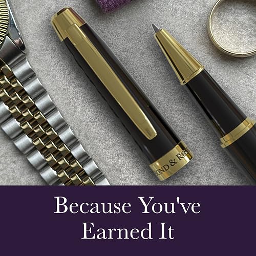 Bond & Regent Gloss Black & 24 Karat Gold | Certified Luxury Grade Rollerball Pen | Nice Gift for Men & Women