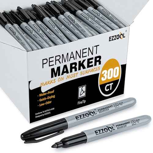 Permanent Markers Bulk, 300 Pack Fine Tip Black Permanent Markers, Waterproof Markers,