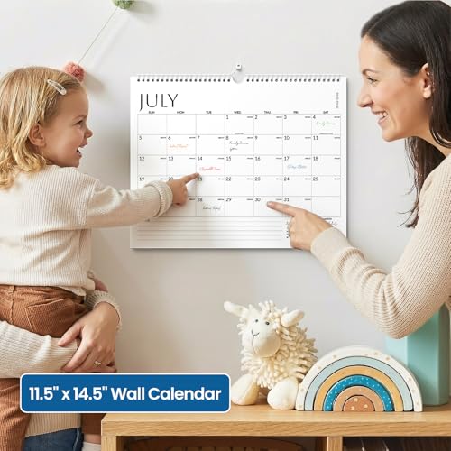 SUNEE 2026-2027 Wall Calendar 18 Months Jul. 2026-Dec. 2027 White Large Grid Planning Organizer