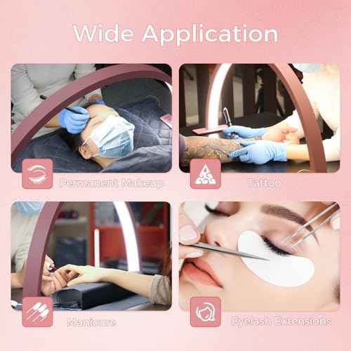 Charme Princesse 30in Half Moon Lamp 39W Half Moon Nail Desk Lamp 3000 Lumen LED Lash Light 3 Color Temperature Lash Lamp for Lashes Eyelash Extensions Tattoo Skin Care (Pink) M18S-14-US