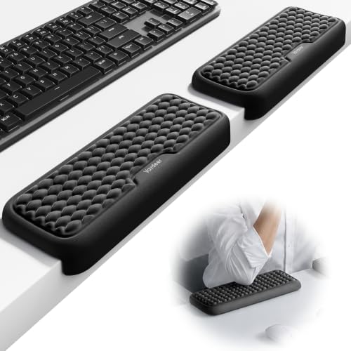 Vaydeer 2Pcs Black L-Shaped Ergonomic Elbow Rest Pads for Desk Edge Support