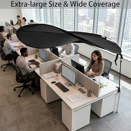 Office Cubicle Desk Shade 65 Inch - Light Blocking, Foldable Privacy Screen for 50-60 Inch Cubicles