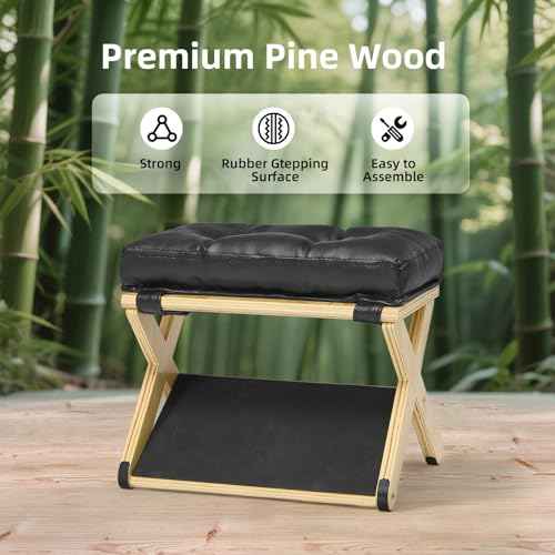 Foot Rest for Under Desk at Work, Wooden Under Desk Footrest with Non-Slip Rubber Stepping Surface, Ergonomic Foot Stools for Under Office Desk, Enhances Posture, Home Office Gaming (Pine)