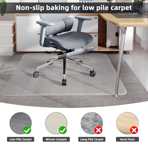 YumHome 48" x 30" Office Chair Mat for Carpeted Floors - Heavy Duty, Anti-Slip Protector