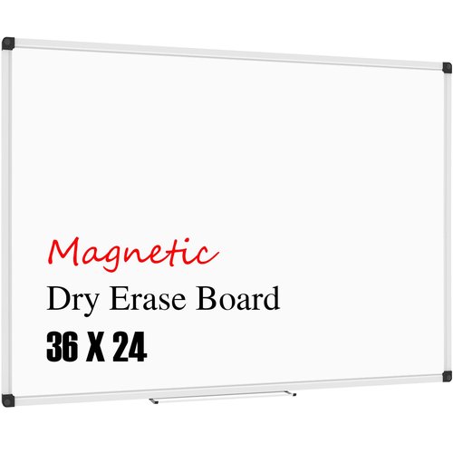 XBoard Magnetic Whiteboard 36 x 24 Inch, Dry Erase White Board for Wall with Marker Tray 3' x 2' | Aluminum Frame Message Presentation Board for Home School & Office