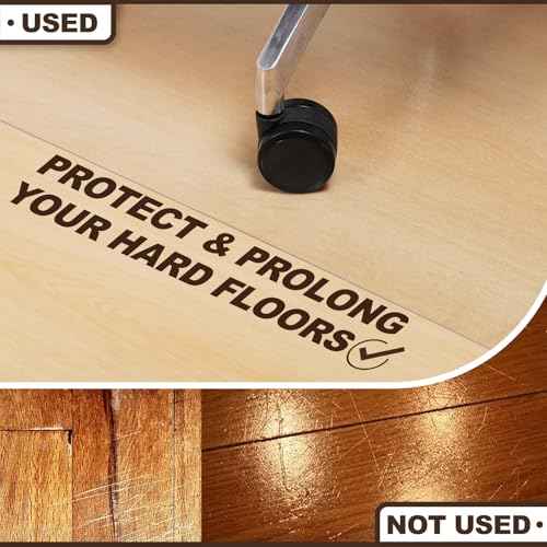 Clear Office Chair Mat, 50"x 60" No Slip Vinyl Desk Chair Mat for Hard Floors, 2mm Thick Heavy-Duty Computer Floor Mat, Waterproof Rolling Chair Floor Protector for Home Office