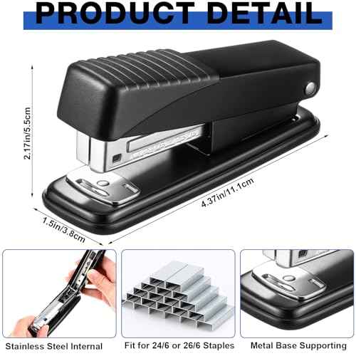 12 Pack Staplers for Desk with 12000 Staples Office Stapler Bulk 30 Sheet Capacity Metal Non-Slip Stapling Machine Heavy Duty for School Office