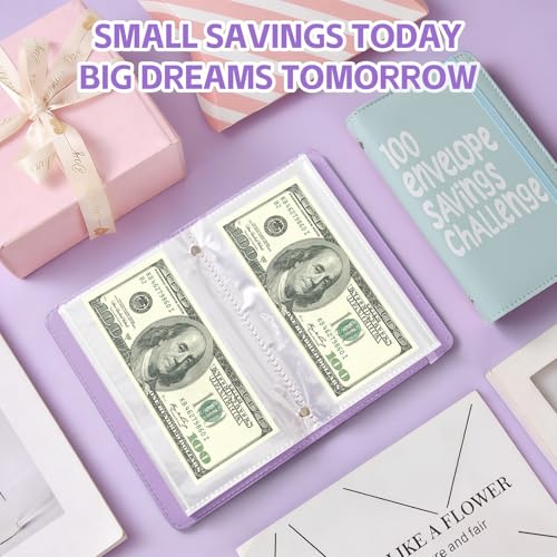 Blue & Purple 2-Pack 100 Envelopes Money Saving Challenge Binder - Budget Organizer