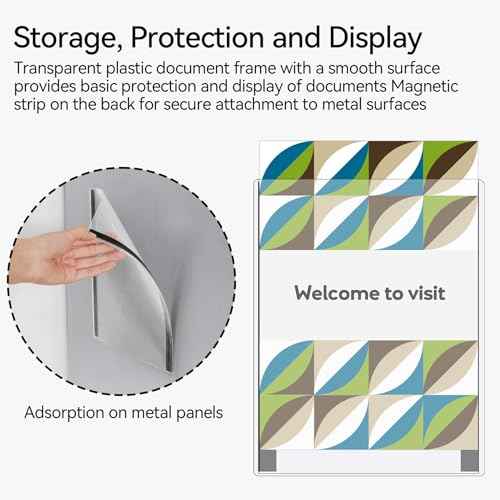 5 Pcs 8.5'' x 11'' Rigid Magnetic Sign Holders - Clear Plastic Document Frames with Magnet Borders for Letter Size Posters - Perfect for Home, Office, and Store Displays