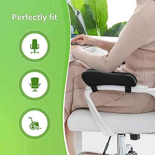Chair Ergonomic Armrest Cooling Gel Pads Elbow Pillow Pressure Relief Office Chair Gaming Chair armrest with Memory Foam armrest Pads 2-Piece Set of Chair (Gel+ Memory Foam)