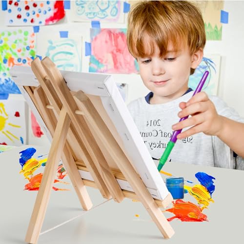 Falling in Art 12Inch Wood Easel Stand, Tabletop Display Stand A-Frame Artist Easel for Painting Canvas, Portable Photo, Picture and Sign Holder (20 Pack)